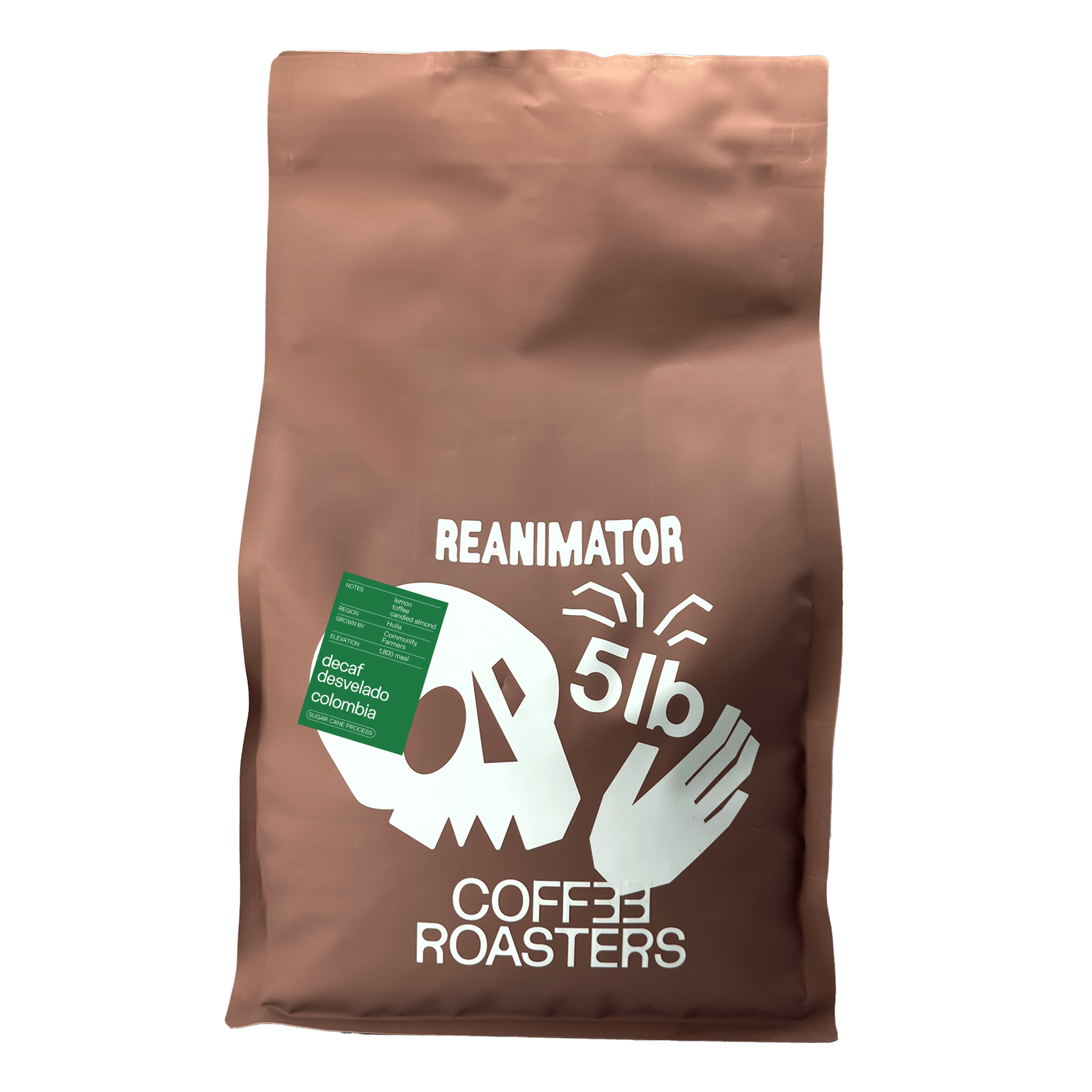 Specialty decaf coffee. Single origin decaf coffee. Colombia Desvelado. ReAnimator Coffee Roasters. Whole bean decaf coffee.