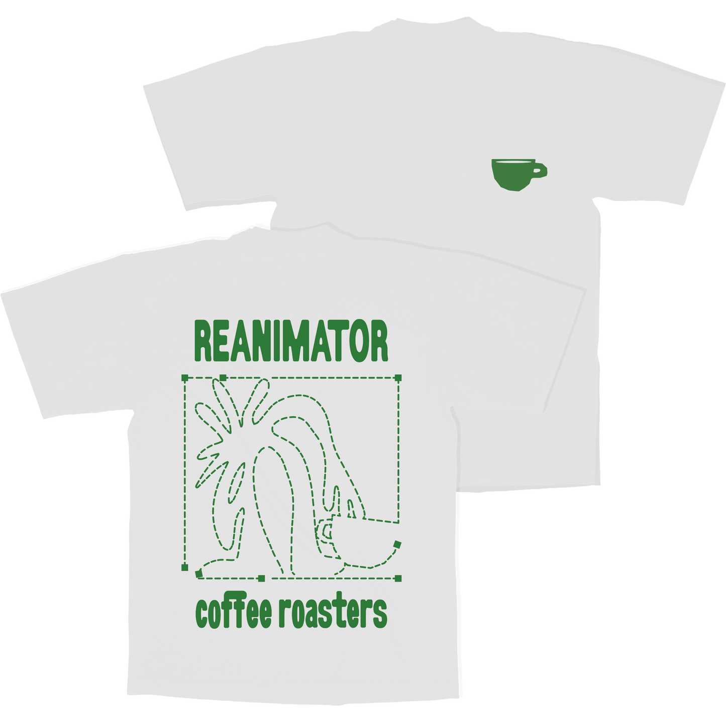 Cement color garment dyed coffee t-shirt. ReAnimator coffee roasters. Relaxed fit t-shirt.