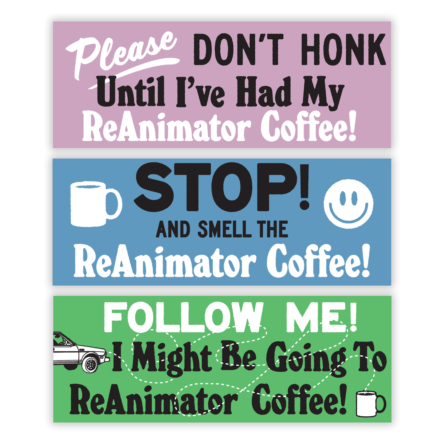 ReAnimator Coffee bumper stickers. Funny bumper stickers. Coffee bumper stickers. Philadelphia bumper stickers.